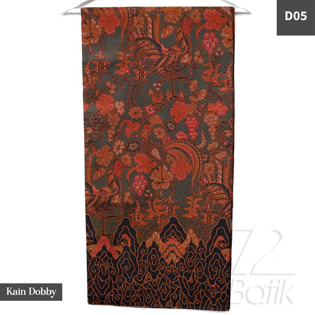 KAIN BATIK PREMIUM Bahan Dobby Motif Jago Alas Warna Hitam Black Orange 721652 Cap 72 Jarik Jarit Samping Kebat Panjang Batik Dobby Modern Premium Bahan Seragam Batik Pernikahan Kantor Keluarga Murah Kamen Jadi Batik Bali Lembaran