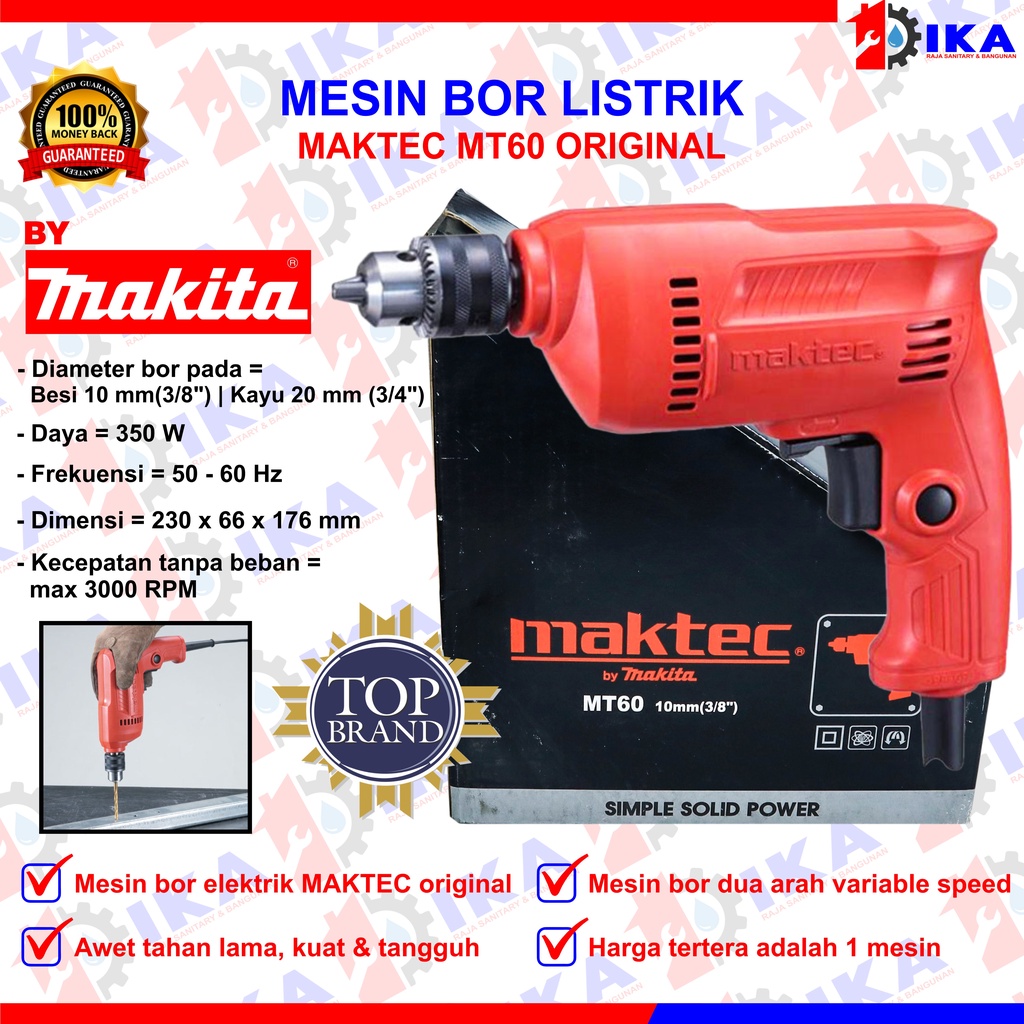 MT60 / MT 60 Maktec Mesin Bor Besi Kayu Tangan 10 mm 3/8&quot;