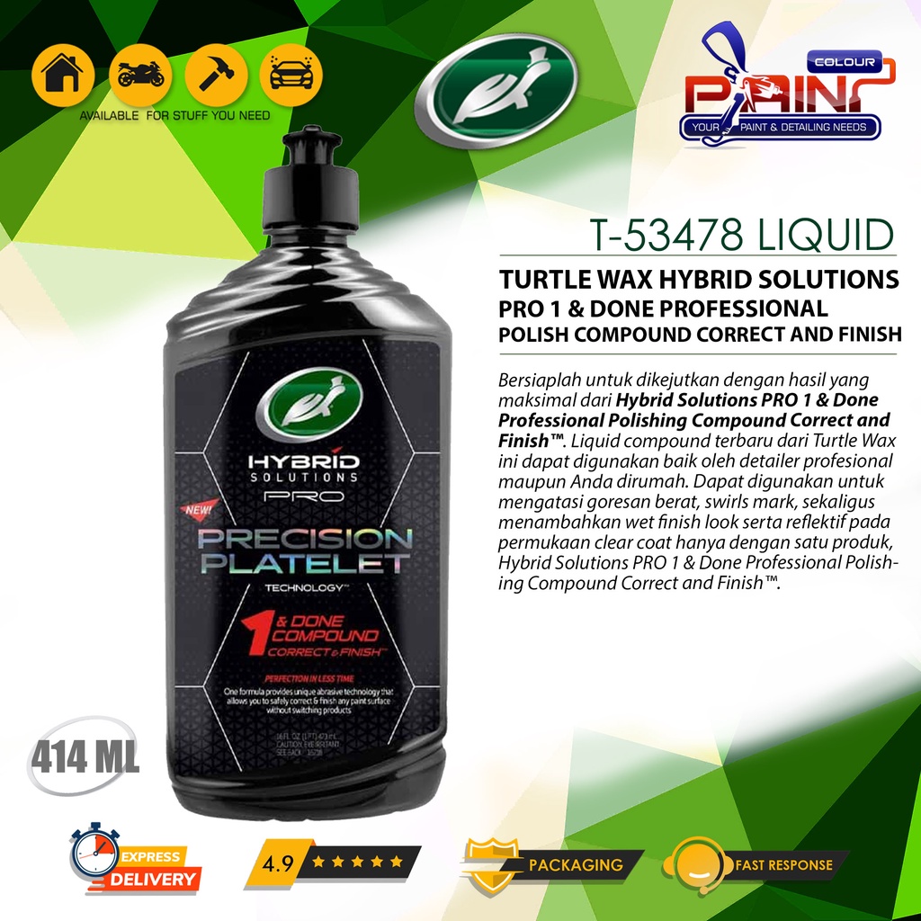 TURTLE WAX HYBRID SOLUTIONS PRO 1 N DONE COMPOUND CORRECT N FINISH 414ml