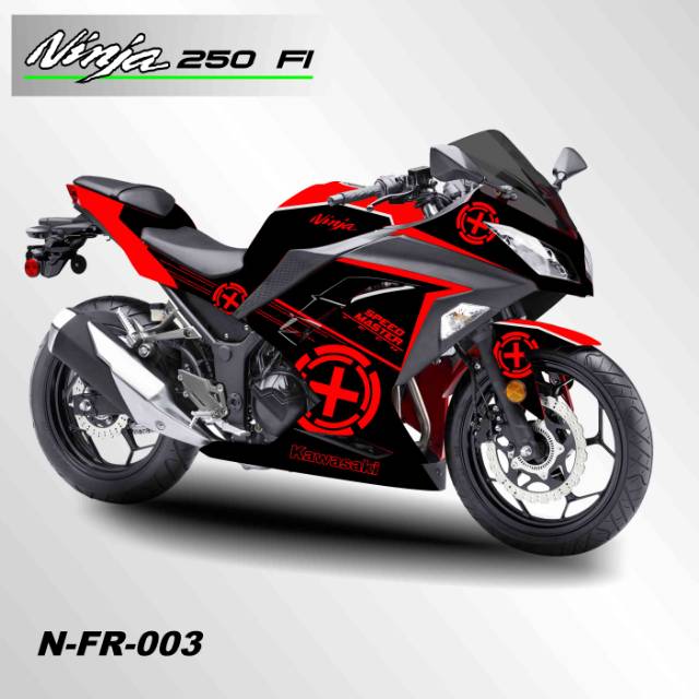 Decal motor sticker motor kawasaki NINJA 250FI Ninja250fi merah hitam simpel pria