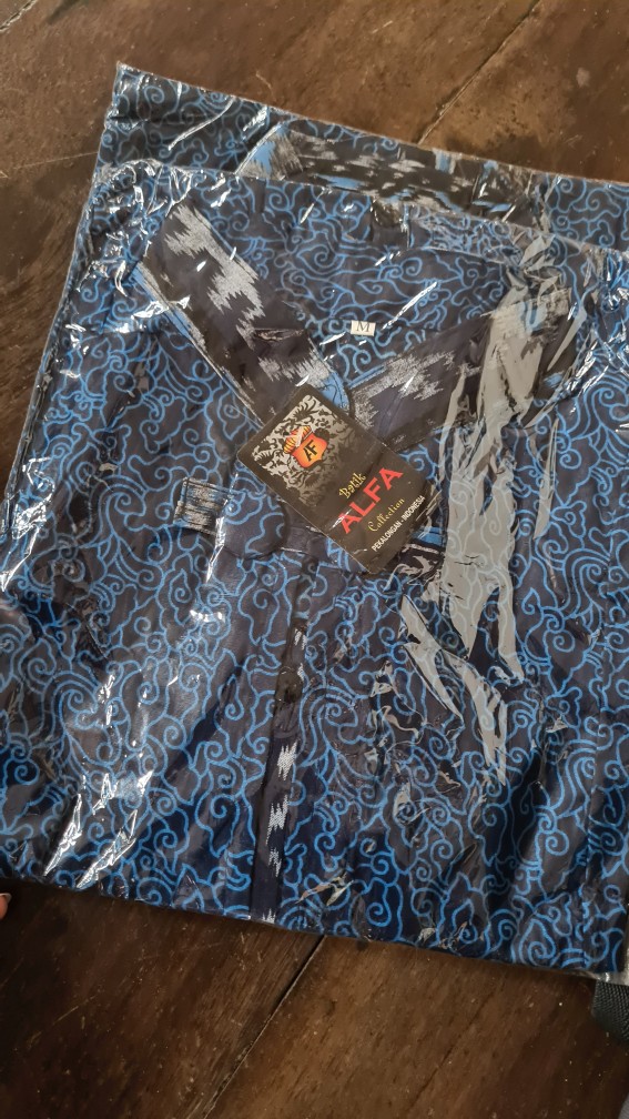 Couple Batik Seragam Kantor Motif Seno Biru 2197