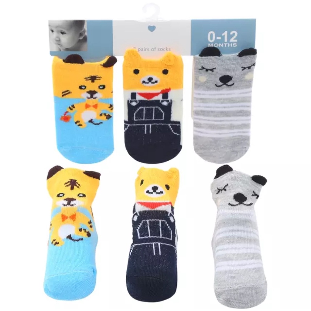 (  3 pasang ) kaos kaki anak bayi lucu 3D 0-6bln / kaos kaki anak bayi motif kuping (cute)