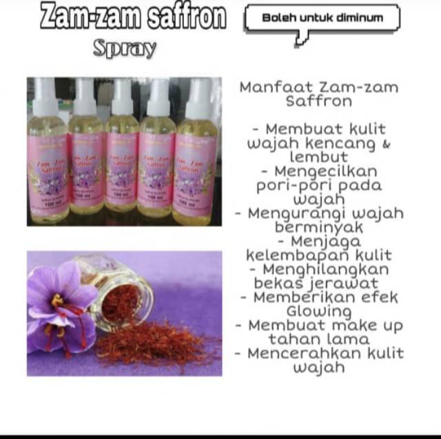 Face Mist Zamzam Saffron Spray 100 Original Bisa Buat Diminum Indonesia