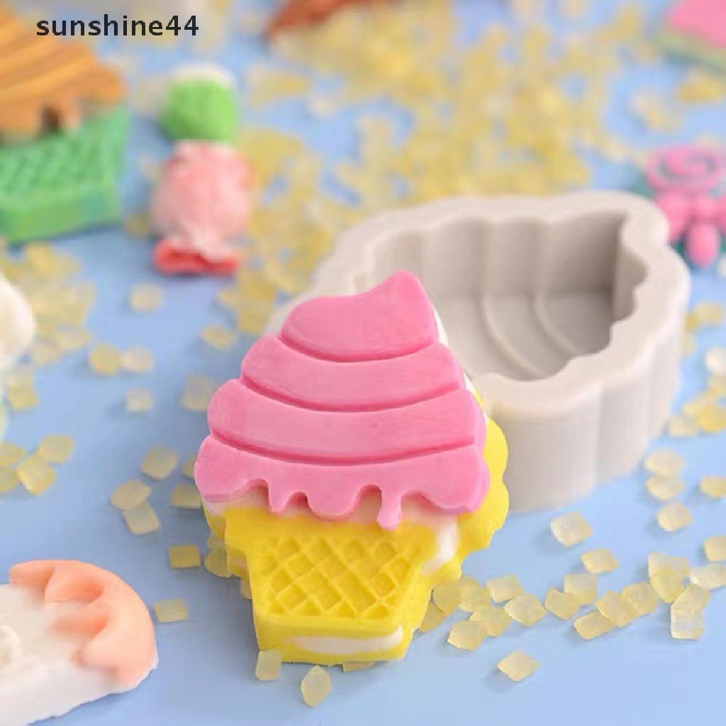 Sunshine Ice cream cone chocolate fondant silicone mold cake decorative ornaments plug-in .