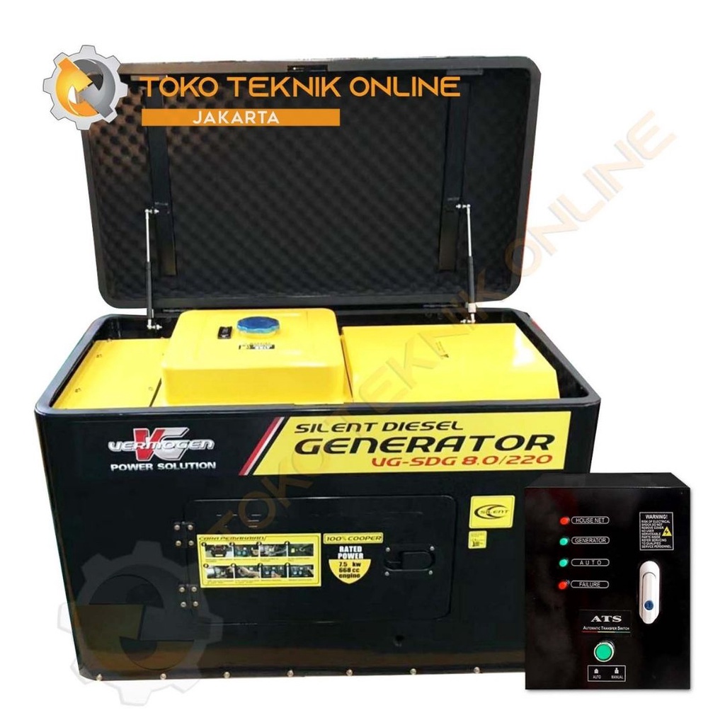 Silent Diesel Generator / Genset 8000 Watt - 1 Phase - Otomatis - Vermogen