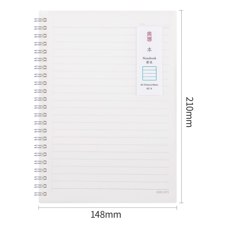 Deli Spiral Notebook / Buku Spiral A5/B5 60 halaman Cover PP Transparant Waterproof LPA560 LPB560 Image 4