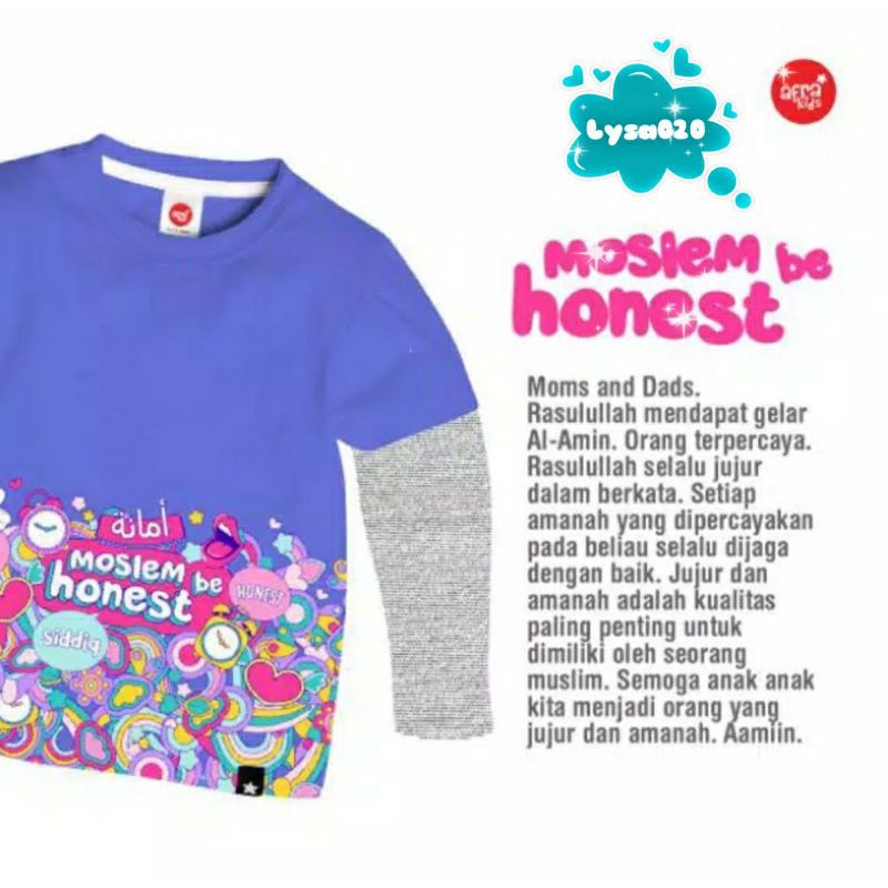 Kaos Anak Afrakids AF266 &quot;Moslem be Honest&quot; Lengan Panjang