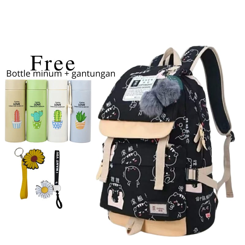 Tas Ransel anak Free Botol minum + gantungan Tas Ransel sekolah TK,SD&lt;SMP