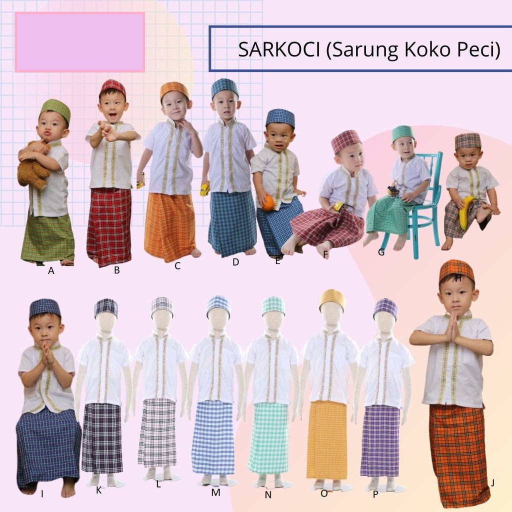 [SARKOCI PAKET MURAH] Setelan Baju koko anak sarung Instan dapat Peci