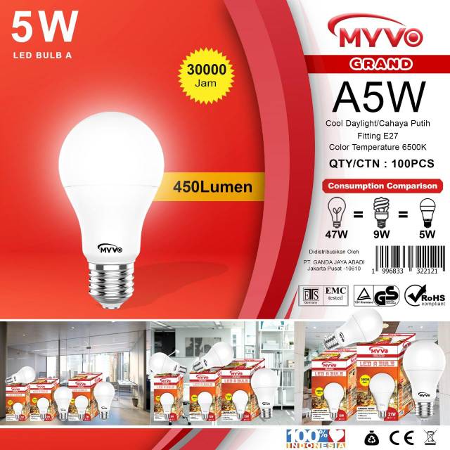 Lampu LED MYVO Grand A 3w/ 5w/ 7w/ 9w/ 12w/ 15w MYVO