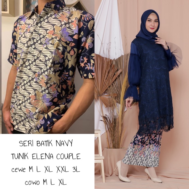 TUNIK ELENA SERI NAVY COUPLE / KEBAYA COUPLE / KEBAYA TUNANGAN