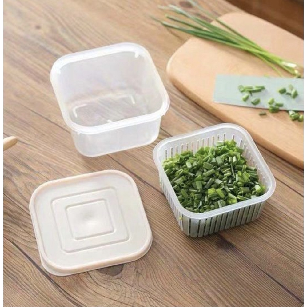 {CLASHOP}Tempat Bawang Wadah Penyimpanan Serbaguna Bentuk Persegi/Toples Tiris Bawang Sayur Bulat Transparan