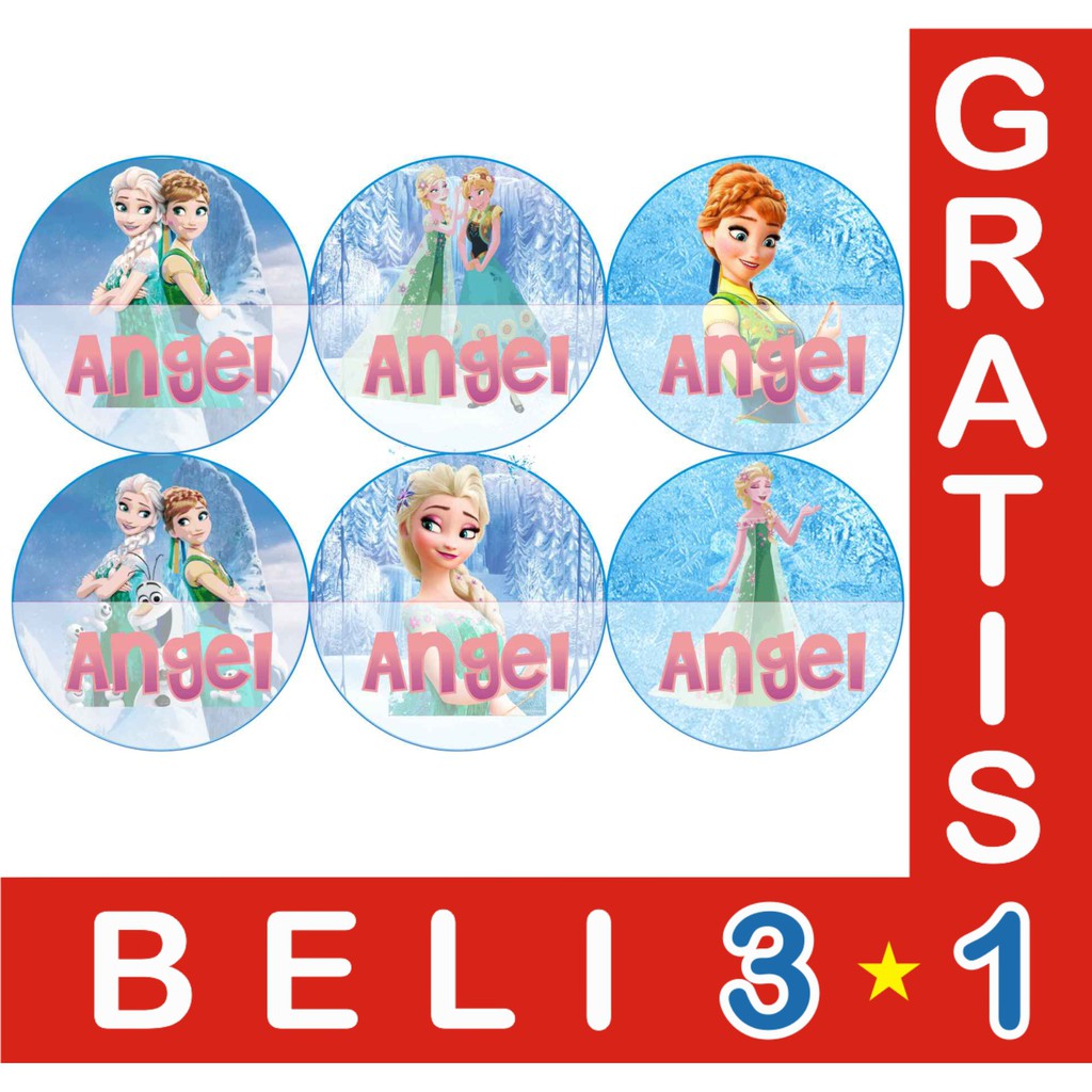 

STIKER LABEL NAMA WATERPROOF FROZEN 2