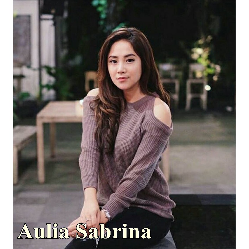 Atasan Wanita Rajut Aulia Sabrina Sweater Baju Rajut Wanita