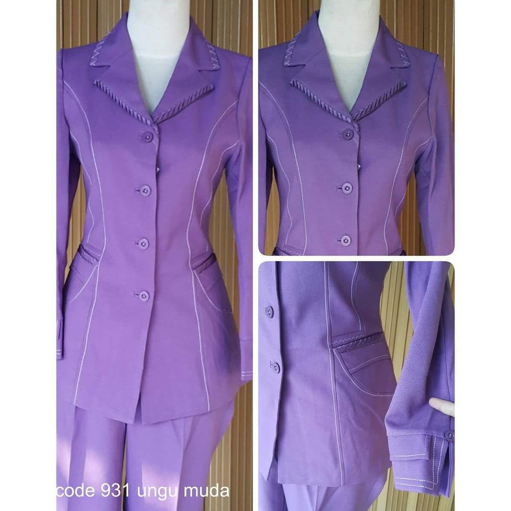Setelan baju blazer/Exclusive blazer wanita warna ungu muda kode 931