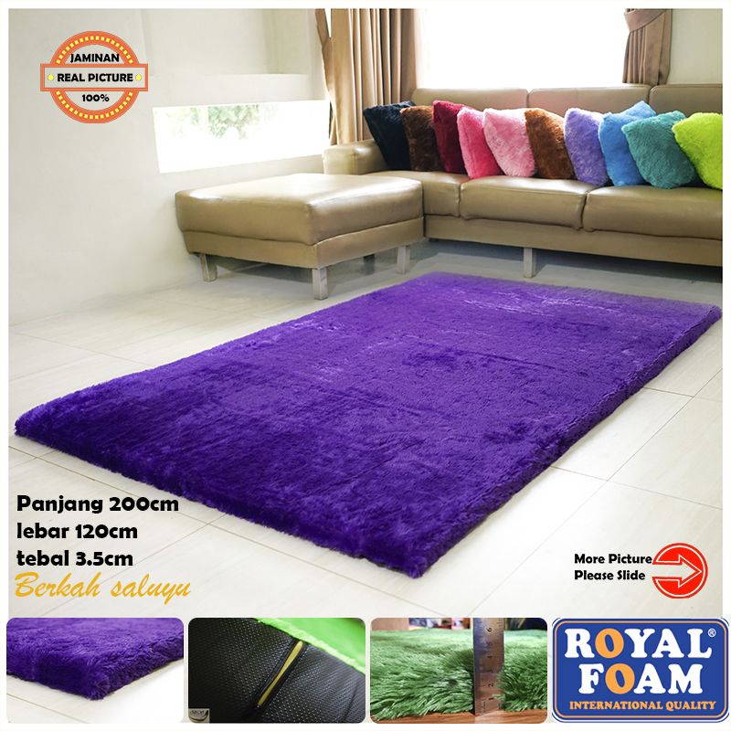 TERLARIS Anti slip Karpet Bulu Rasfur Ukuran 200x120x tebal 3,5 cm kain bintik super