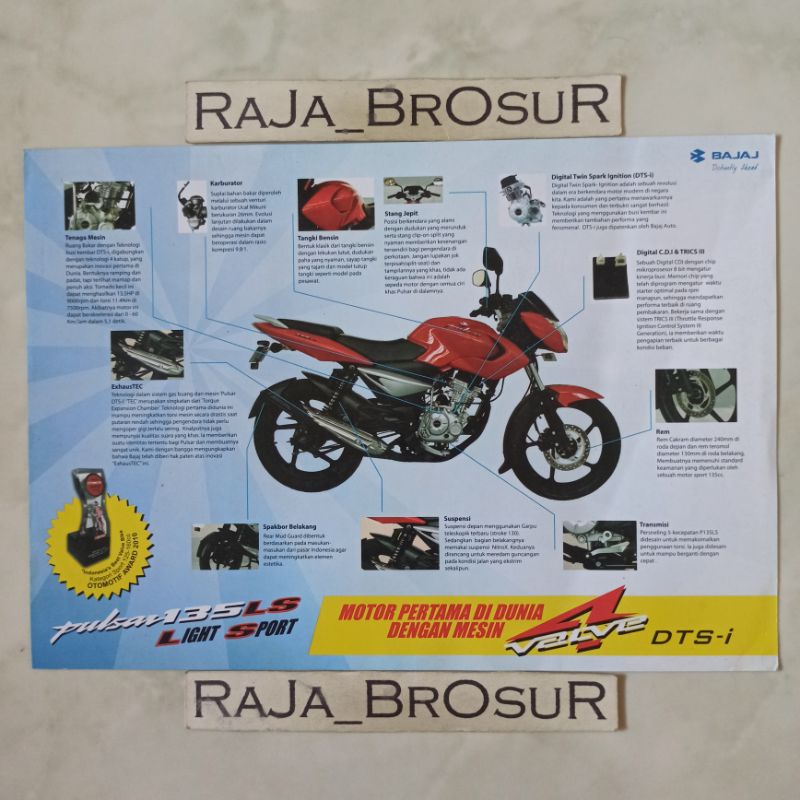 Poster brosur katalog flyer Bajaj Pulsar135/Bajaj Pulsar 135 LS DTS I