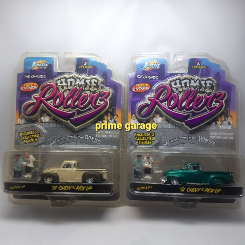 Jada toys hommie rollers rollerz 51 chevy pickup sisa warna hijau saja ada, warna coklat SOLD