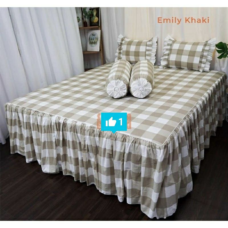 Sprei Rumbai Pengantin Katun Lokal Motif Emily Khaki by Katun Elbhe