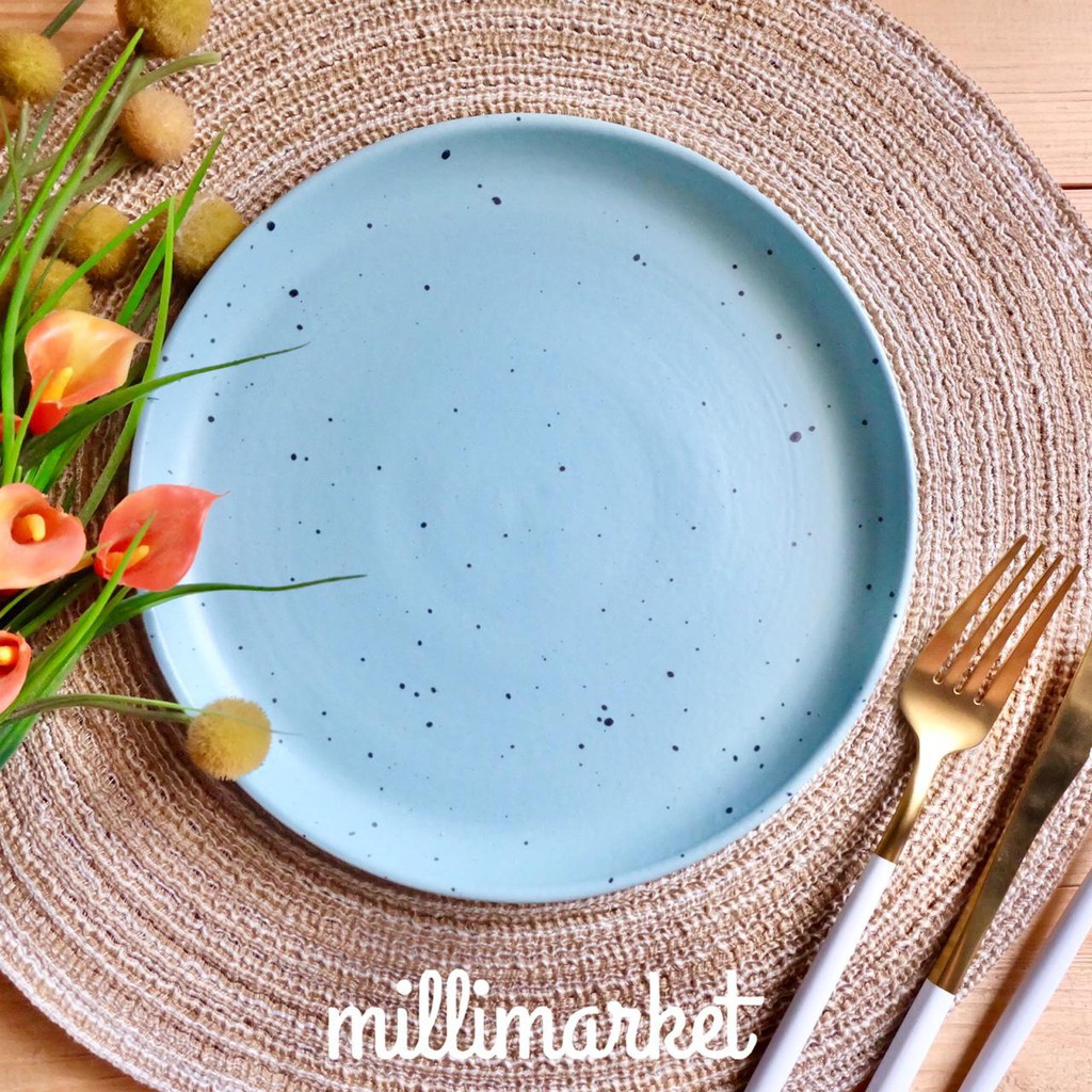 Round Plate - PINKU diameter 20 cm / piring keramik warna pink/korean nordic plate-TOSUKA