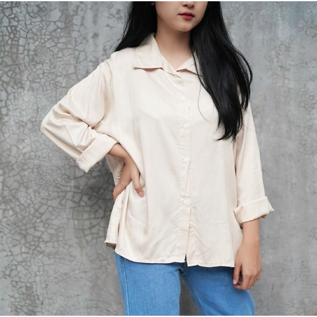 BEFAST - ZFS OOTD Wanita Kemeja AIMIRA / ZODYA OVERSIZE XXL RAYON TWILL SHIRT / Kemeja Lengan Panjang / Kem Oversize Kekiniaan Remaja / Kemeja Polos / Terlaris / Fashion Kantor