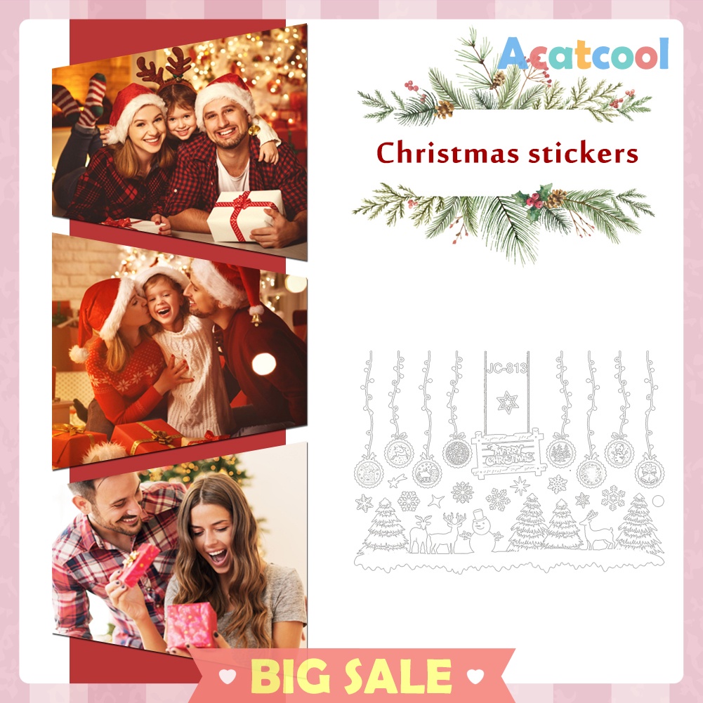 Christmas Removable PVC Static Sticker Xmas Scenery Home Shop Window Decals
