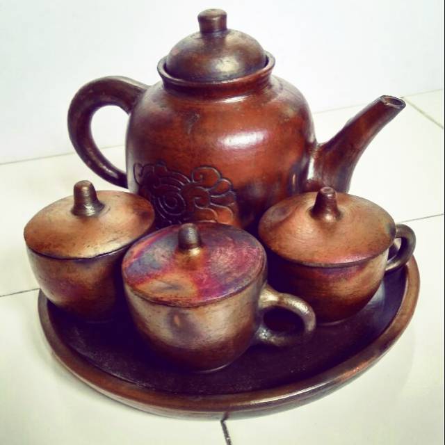 Tea set teh poci tea set gerabah tanah liat kerajinan gerabah