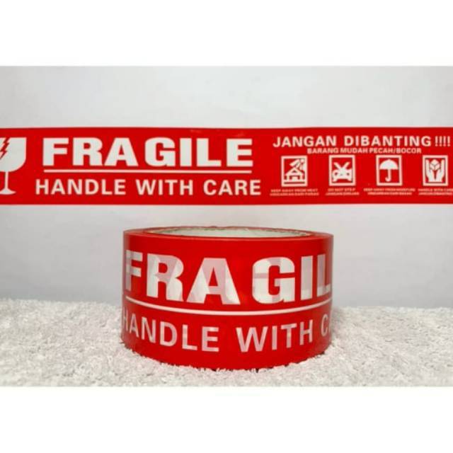 Jual Lakban Fragile 2 inch 50 Yard / PLESTER FRAGILE /STICKER BARANG ...