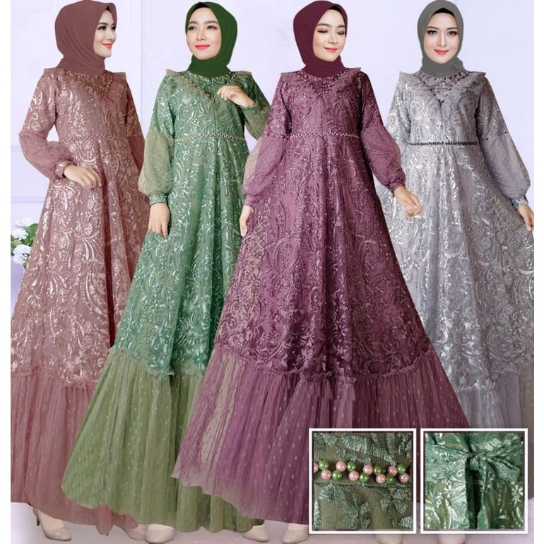 Dress Pesta Brokat Kombinasi Original Branded Abang Adek collection