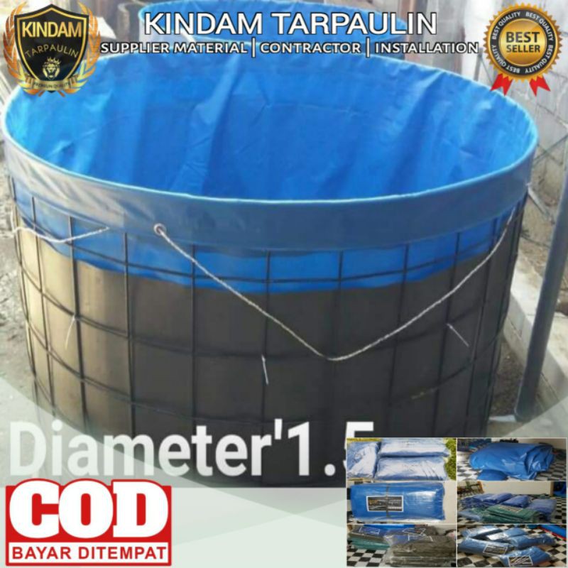 Kolam Terpal Bulat D1,5 x T1 SEMI KARET | Terpal Kolam MURAH