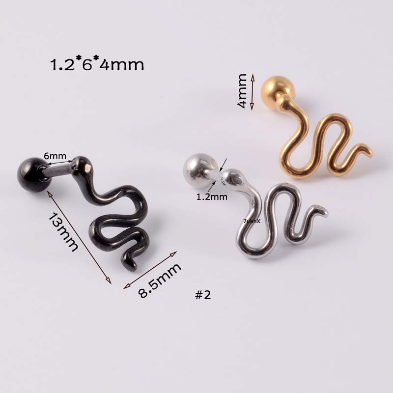 1pc Anting Tindik Hidung Bentuk Ular Bahan Stainless Steel Hypoallergenic