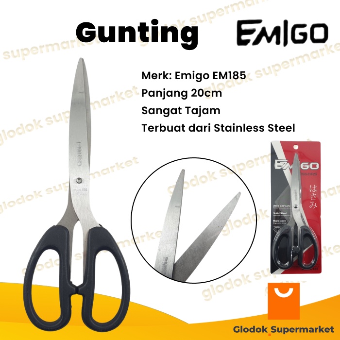 Gunting Serbaguna 20cm Stainless Steel Scissors Emigo EM185 Kertas Dapur