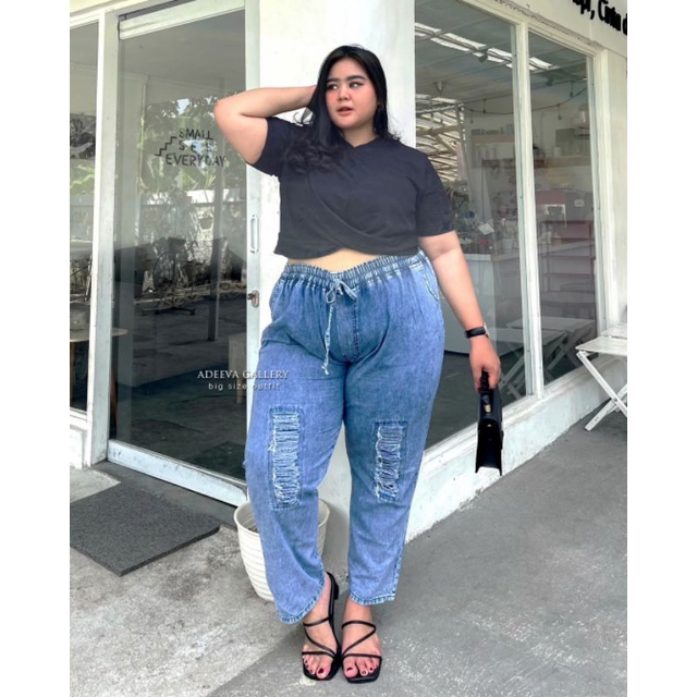 ADEEVA Redea Pants Super Jumbo Celana Jeans Wanita Jumbo