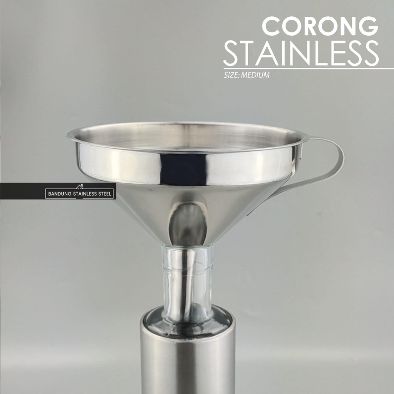 Corong Stainless dengan gagang serbaguna tuang minyak garam kecap jus pipa bentuk hati