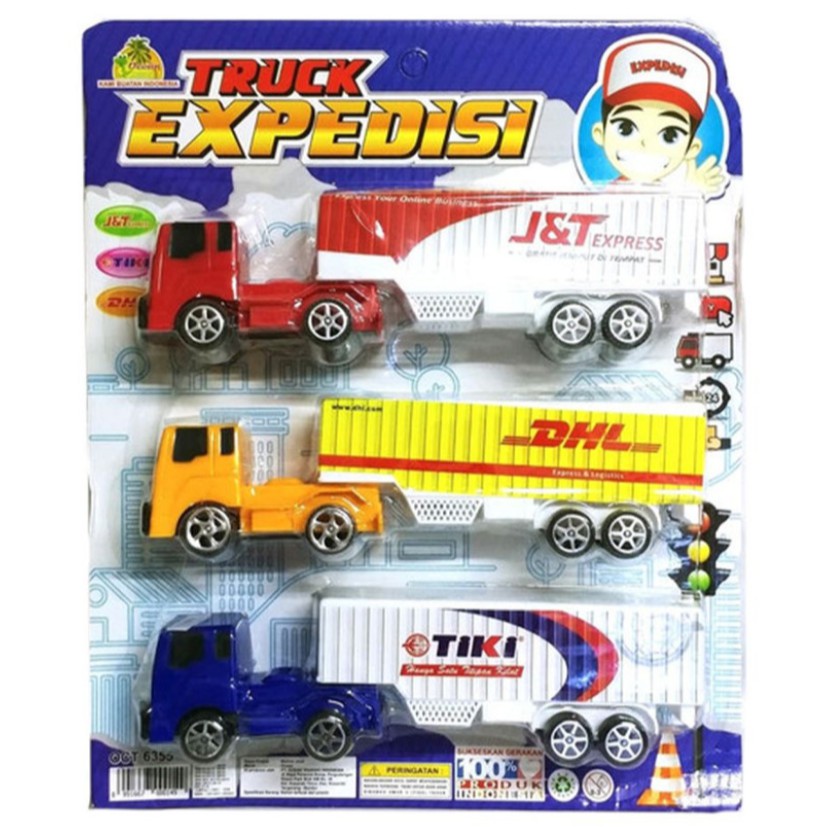 Mobil Truk Ekspedisi J&T, DHL, TIKI 3pcs Mobil Mobilan