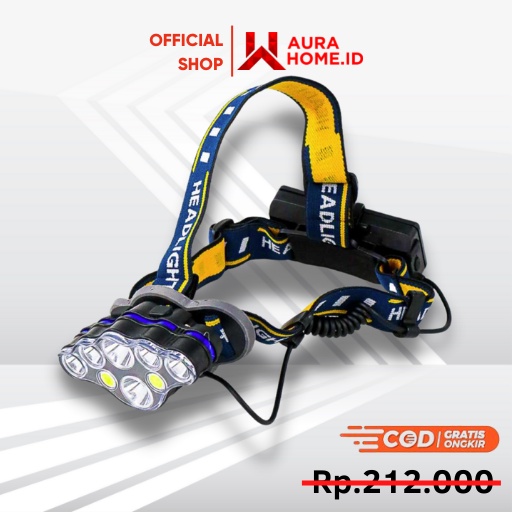 Senter Kepala Headlamp 8 LED / Senter Kepala Headlamp Anti Air Super Paling Terang Awet Tahan Lama B