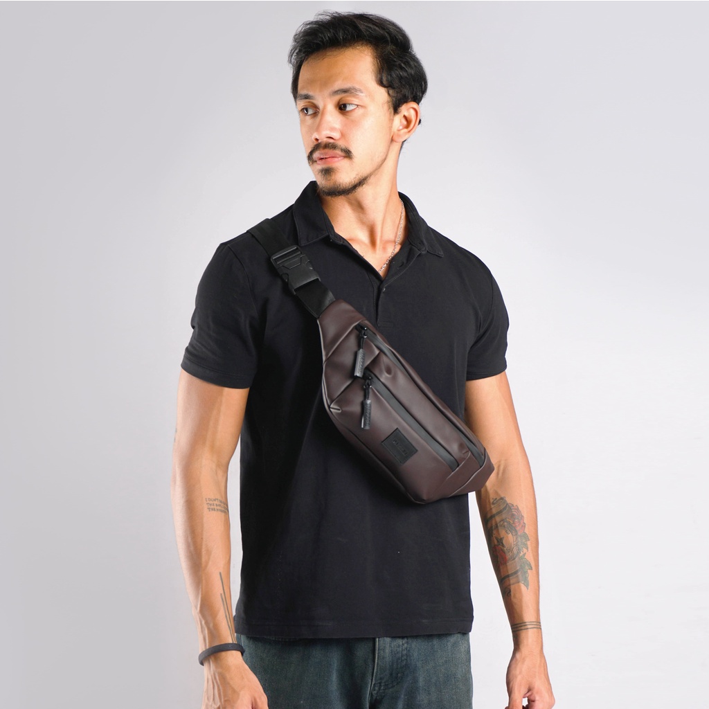 DAZZEL - NARA WAISTBAG BROWN - Tas Selempang Pria - Hadiah Ramadan Gift Kado Cowok Hampers Lebaran Ulang Tahun