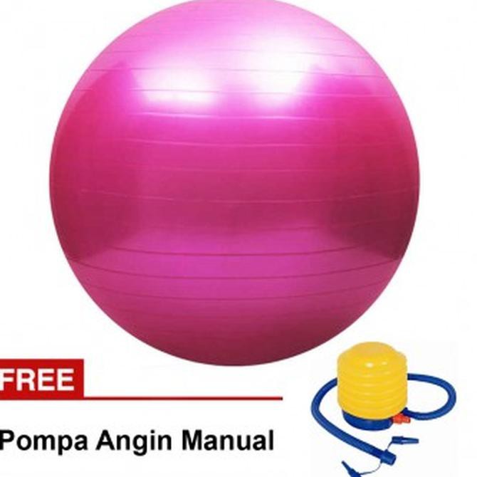 Gym Ball fitnes senam bola ibu hamil diameter 65cm free pompa - Pink