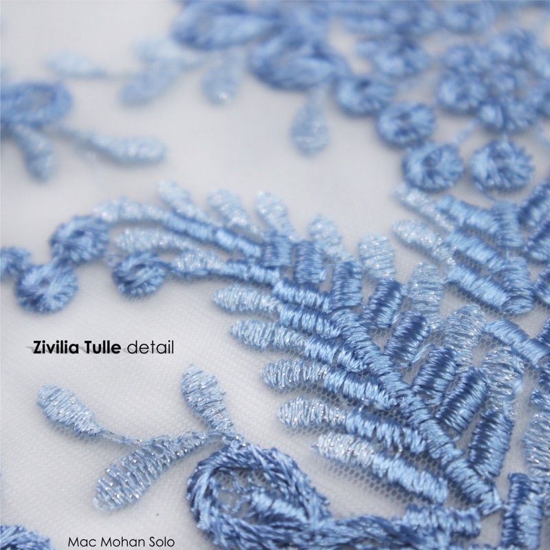 [NEWEST PRODUCT] ZIVILIA TULLE METTALIC EMBRODERY EXCLUSIVE TILE TWOTONE PREMIUM BORDIR PER 0.5M BY MACMOHAN