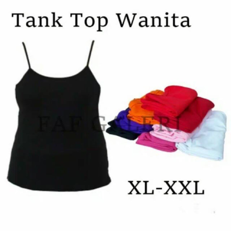 TANKTOP JUMBO POLOS Ukuran Besar - Tank Top Wanita Tali Lebar Big Size-2