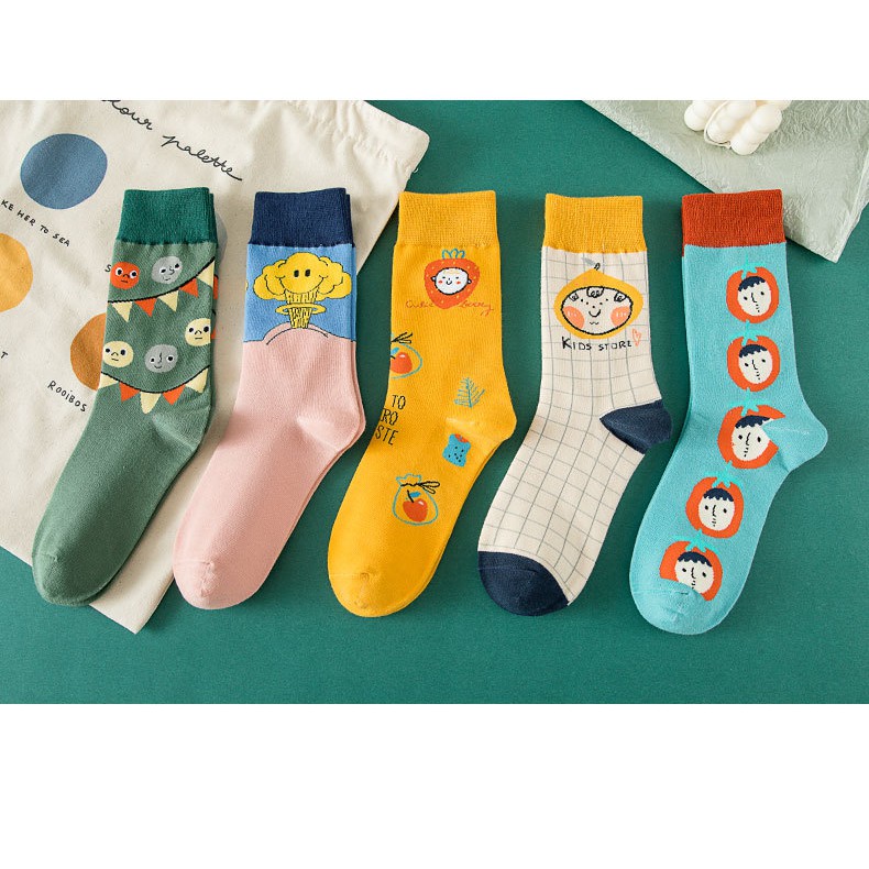 KK-53 kaos kaki wanita cotton tebal lucu korea motif kartun cartoon socks import jepang