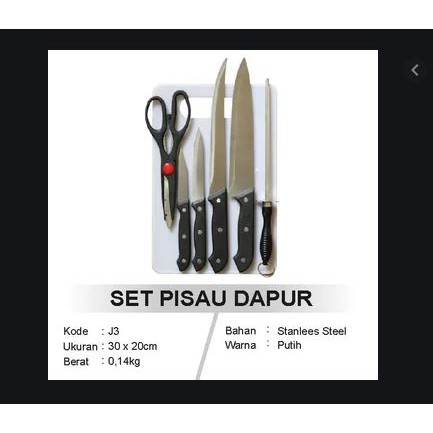 Set Pisau Dapur Talenan Gunting Murah Pisau Set Talenan 5in1