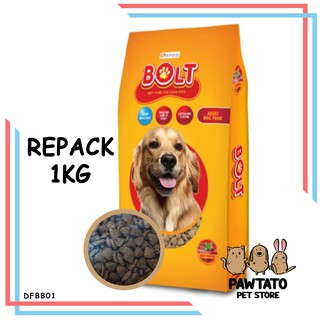 MAKANAN ANJING BOLT REPACK 1KG BEEF Dog Food Murah Pelet