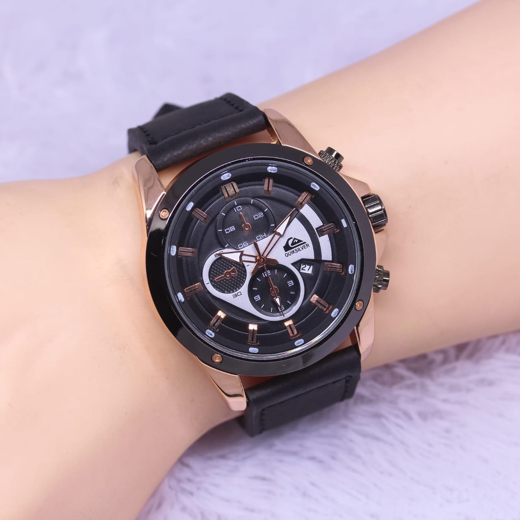 Grosiran Jam Tangan Pria Fashion 4595EV Analog Strap Kulit Tanggal Aktif Include Box Jam Tangan Stylish (COD)