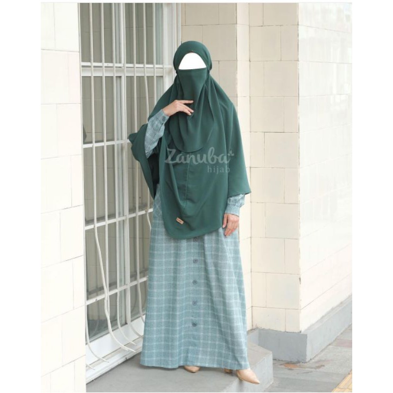 READY GAMIS TARTAN BUTTON SET BY ZANUBA HIJAB (Tanyakan stok dlu)