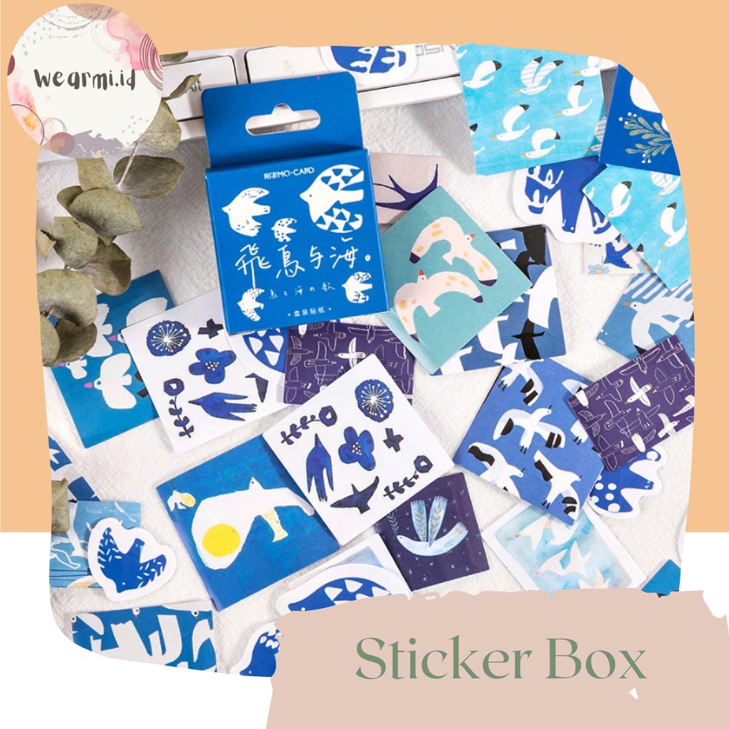 

45 Pcs Deco Sticker Box Motif Biru Planner DIY Scrapbook Stiker Dekor Kotak Colorfull