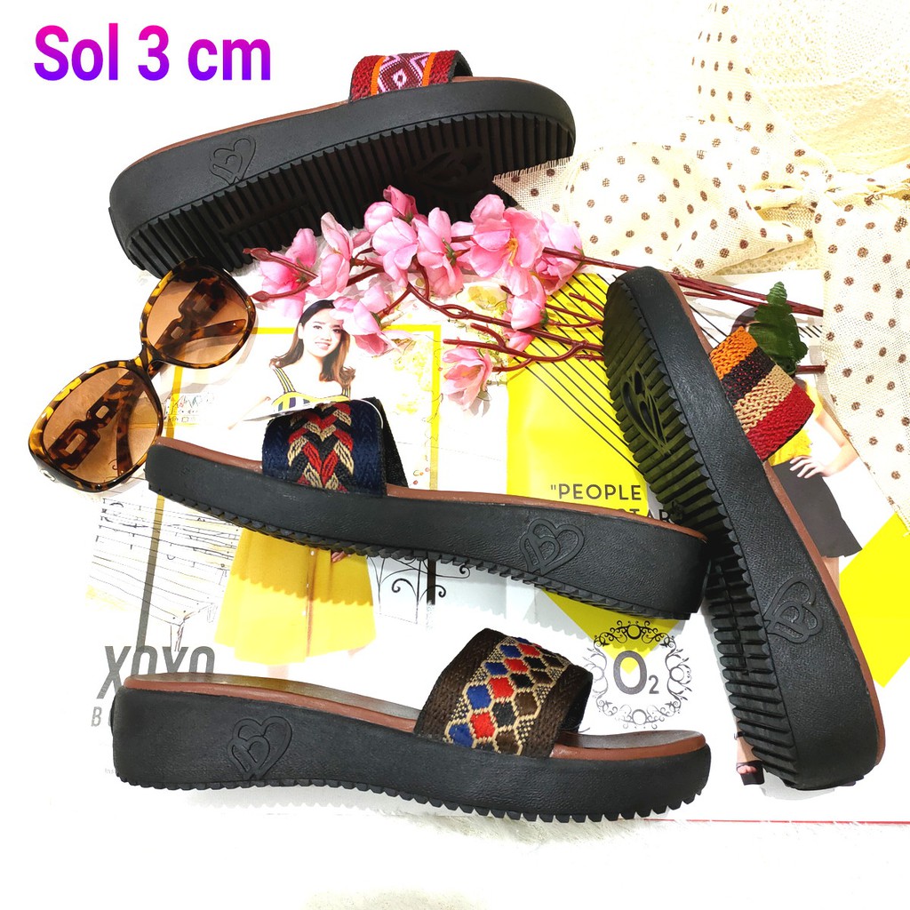 sandal wanital turki cantik sol love elegant 3cm ringan motif 4 warna. Felonie MRJ 01