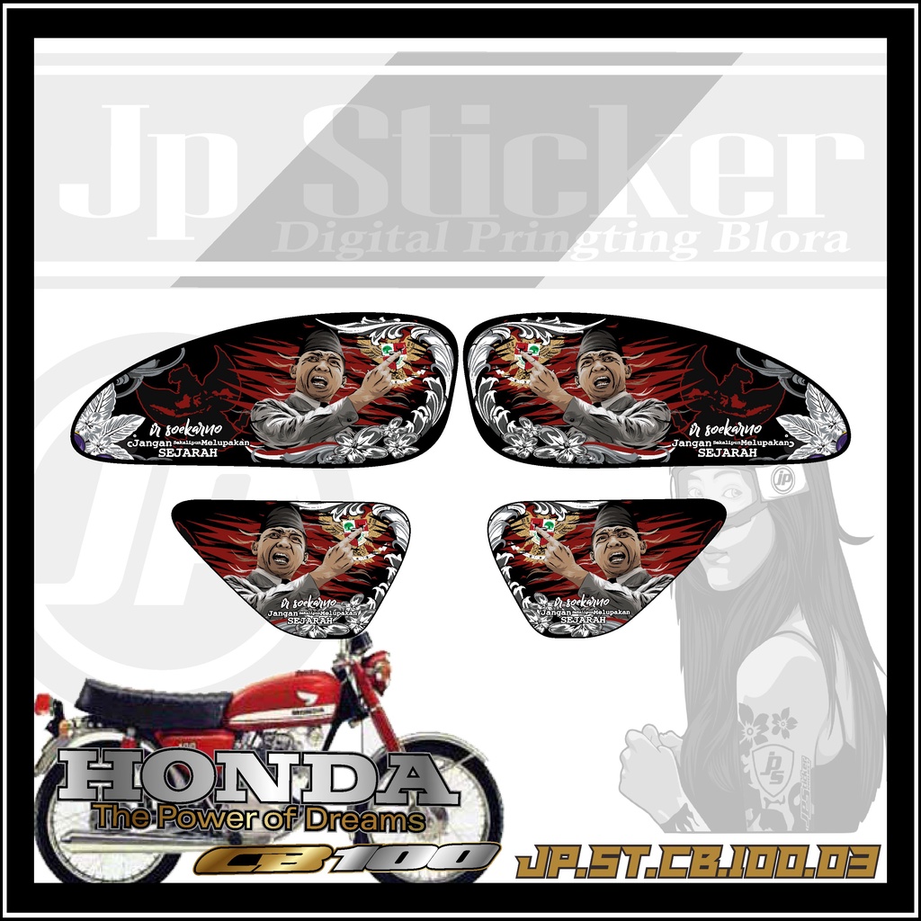Sticker Striping Cb 100 - Stiker Aksesoris Motor CB 100 Klasik Simpel List Variasi Hologram JP 03