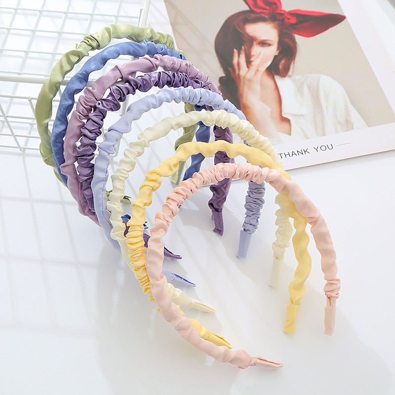 OVERFLOWS.ID Bando Scrunchie Mini Model Kerut Bahan Satin Ala Korea Import Murah Satine Headband