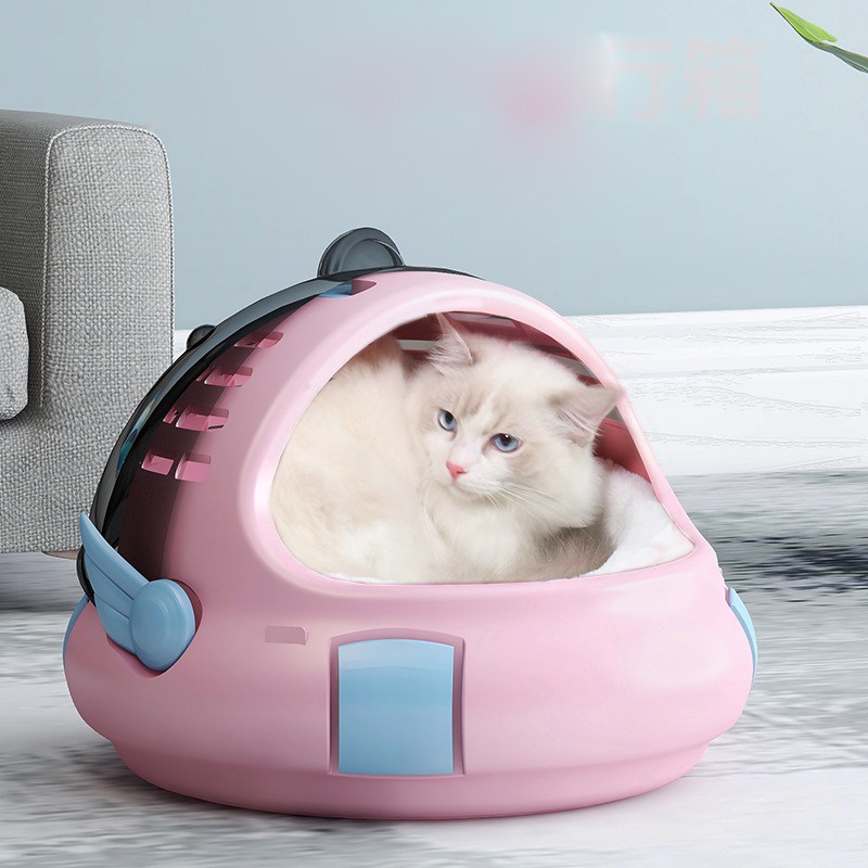 Pet Carrier Astronot Dengan Ranjang Tidur, Litter Box 3 in 1 Premium Untuk Kucing Dan Anjing